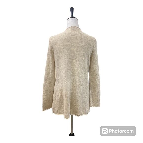 Talbots Petite Wool Blend Long Cardigan Cream Open Front Size Mp - Picture 2 of 6